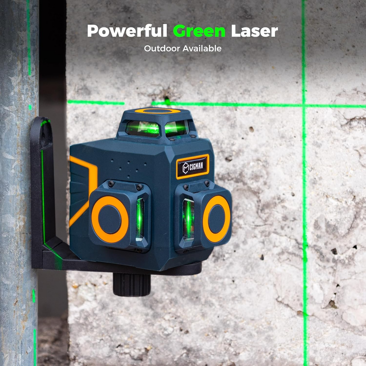 CIGMAN Green Laser Level 3 x 360°, Self-Leveling Construction Laser CM701SE