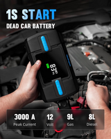 Car Jump Starter with Air Compressor, Hemingson 160PSI 3000A Portable Car Battery Jump Starter (9.0L Gas/8.0L Diesel), 12V Car Battery Jump Box Jumper Starter with Oversized LCD Display, Lights