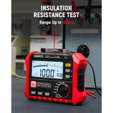 KAIWEETS Megohmmeter, Insulation Resistance Tester, Up to 100GΩ, 50V/100V/250V/500V/1000V, One-Touch DAR/PI, with AC/DC Voltage Testing for Motors, Solar, HVAC