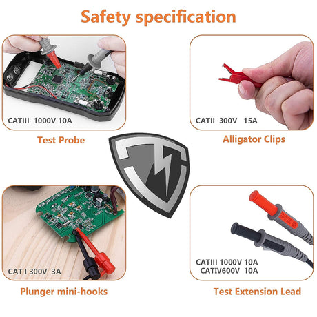 Silicone electrician test leads, 1000V, 8pcs, heavy duty.