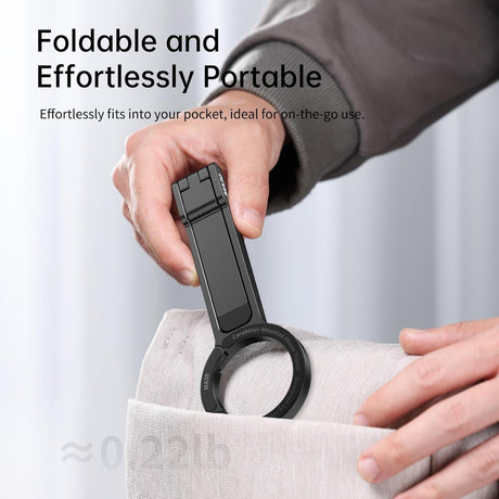 Silver aluminium magnetic phone tripod stand, foldable.