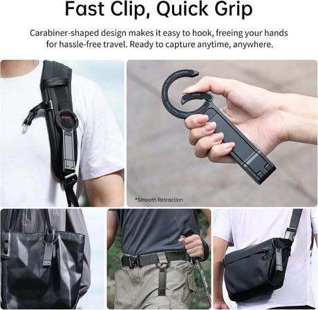 Yellow aluminium magnetic phone tripod stand, foldable.