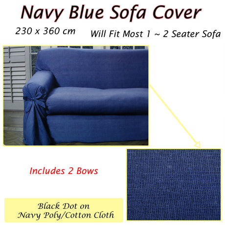 Navy Blue Dots Sofa Cover 1 to 2 Seater 230 X 360cm - View 2
