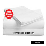 White cotton rich bed sheets, king size.