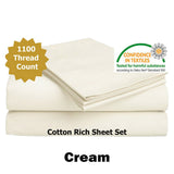 Cream cotton rich bed sheets, queen size.