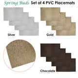 Choice Set of 4 PVC Table Placemats Spring Buds Chocolate