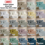 400TC 100% Cotton Sateen Premium Sheet Set 40cm Wall Dark Teal Queen