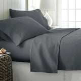 Grey cotton sateen sheet, king size.