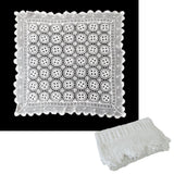 White Knitted Crochet Cotton Tablecloth Square 137 x 137 cm Scalloped Edging 4-Seater