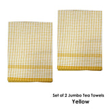 Hotel Living Set of 2 Jumbo Cotton Check Tea Towels 60x90cm Yellow