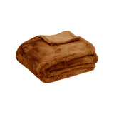 Brown wool fur throw rug, machine washable.