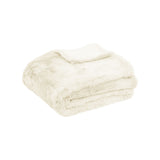 Ivory wool fur throw rug, machine washable.