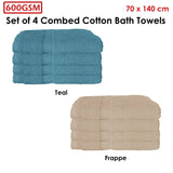 600GSM Set of 4 Combed Cotton Bath Towels 70 x 140 cm Latte (aka Frappe)