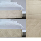 Quilted valance in linen colour, queen size.