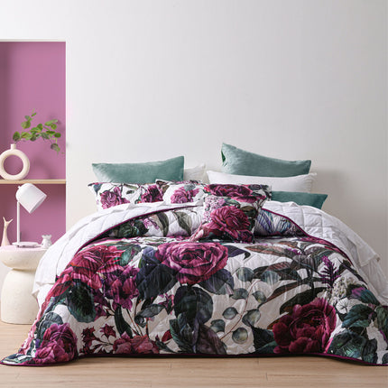 Bianca Abigail Berry Floral Printed Quilted Bedspread Set King