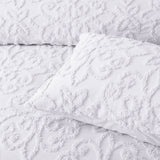 Bianca Ella White Cotton Chenille Floral Bedspread Set Single