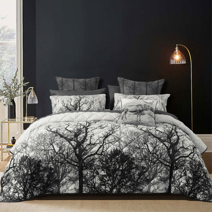 Bianca Boscage Black Forest Printed Quilted Polyester Coverlet Set Super King