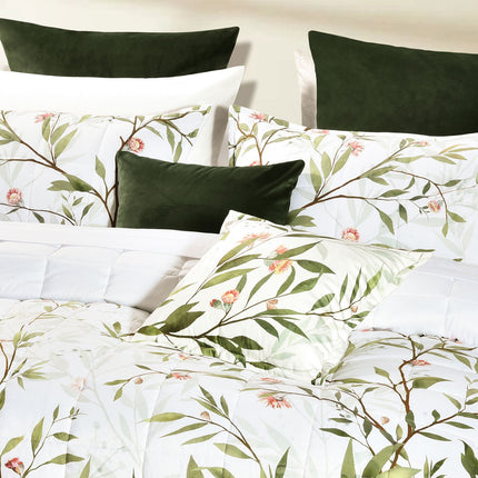 Bianca Corymbia White Floral Printed Quilted Polyester Coverlet Set Super King