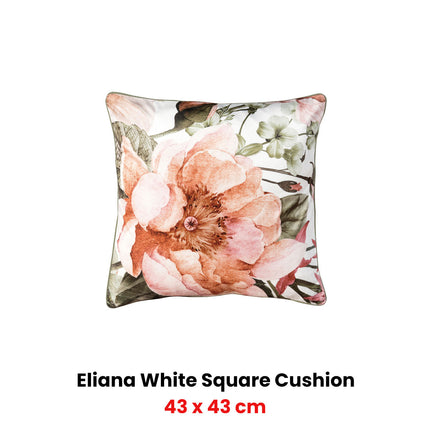 Bianca Eliana White Velvet Square Filled Cushion 43 x 43cm