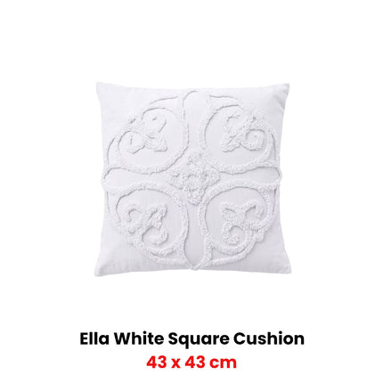 Bianca Ella White Square Filled Cushion 43 x 43cm