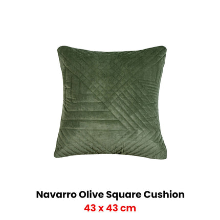 Bianca Navarro Olive Velet Square Filled Cushion 43 x 43cm