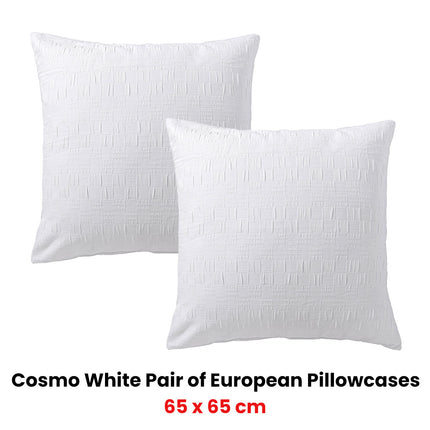 Bianca Pair of Cosmo White European Pillowcases 65 x 65cm