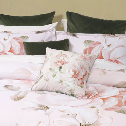 Bianca Layla White Floral Printed Cotton Sateen Quilt Cover Set King