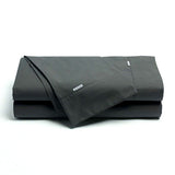 Charcoal cotton percale sheet, single size.