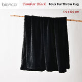 Bianca Tambar Black Faux Fur Throw Rug 130 x 170 cm