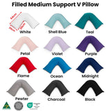 Easyrest Aus Made Medium Support Filled V Shape Pillow 64 x 39 cm Violet