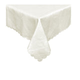 Ivory jacquard table cloth, 150 x 220 cm, stain resistant.