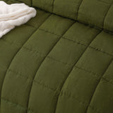 Olive linen coverlet, king size.