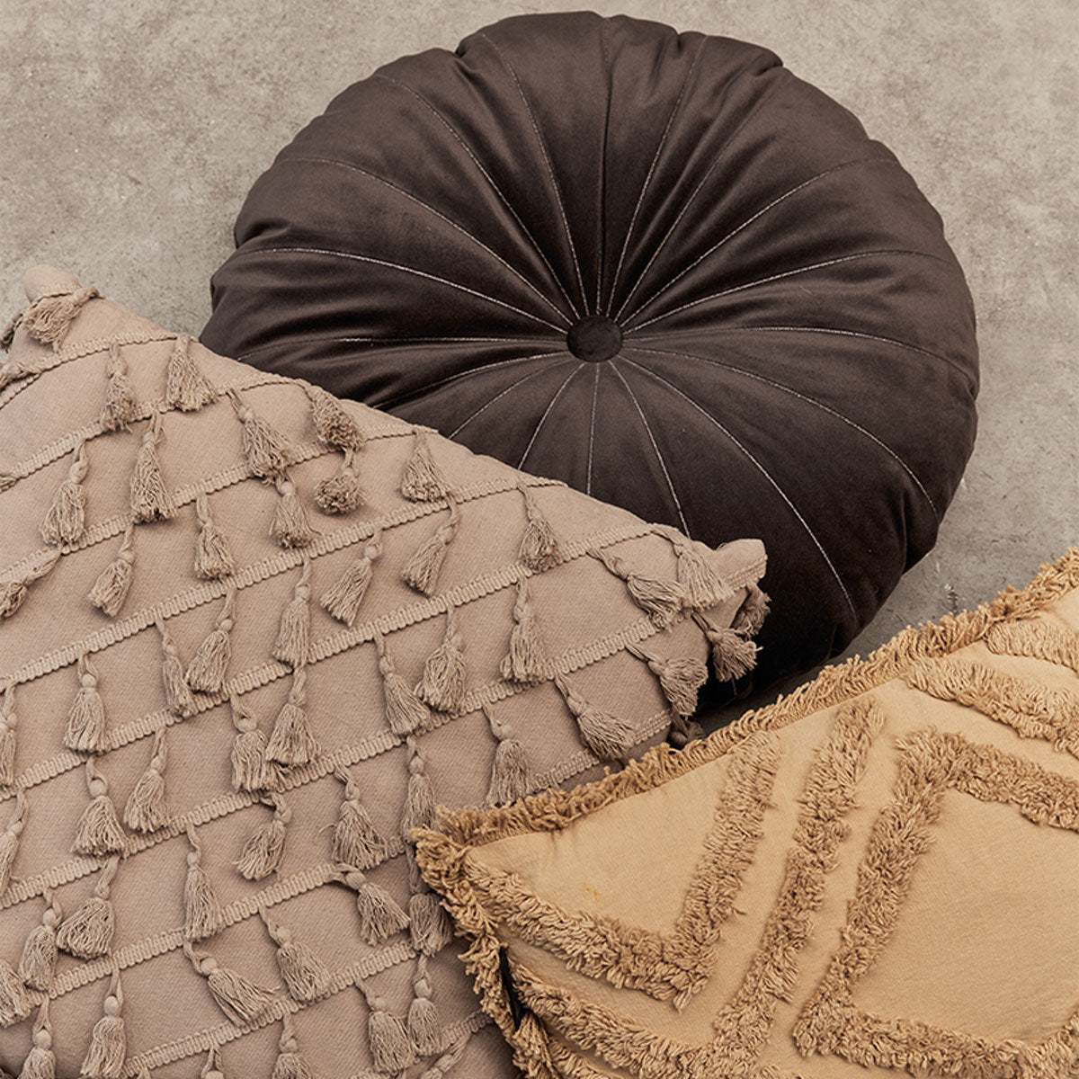 KAAT Amsterdam Mandarin Brown Round Filled Cushion 40cm Diameter