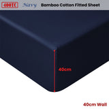 Accessorize 400TC Navy Bamboo Cotton Fitted Sheet 40cm Wall Queen