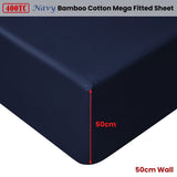 Accessorize Navy Bamboo Cotton Mega Fitted Sheet 50cm Wall Queen