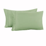 Green pillowcases.