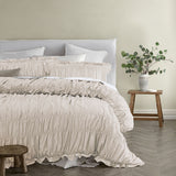 Vintage Design Homewares Haven Natural Washed Cotton Ruched Quilt Cover Set Single