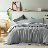 Vintage grey linen quilt cover, queen size.