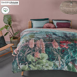 Lupine green cotton quilt cover, king size.