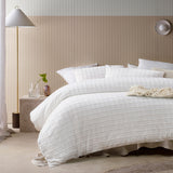 Vintage Design Homewares Parquet White Polyester Cotton Quilt Cover Set Double