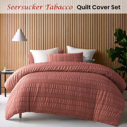 Accessorize Seersucker Tobacco Polyester Quilt Cover Set King