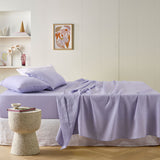 Lilac linen bed sheets, 50cm, mega king size, machine washable.