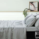 Vintage grey linen bed sheets, single size.