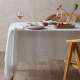 White linen cotton tablecloth, 150x275cm.