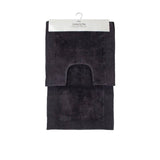 Charcoal cotton bath mat, 2 pce, reversible, so either side can face up.