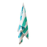 Teal cotton reversible beach towel, 76 x 152 cm.