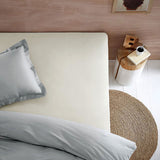 Ivory polyester fitted sheet, 36cm, single size.