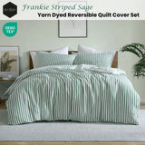 Ardor Frankie Sage Stripe Yarn Dyed Reversible Quilt Cover Set King