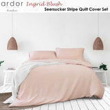 Ardor Ingrid Blush Seersucker Stripe Quilt Cover Set Queen