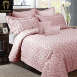 Pink ultrasonic comforter, 9 piece, queen size.